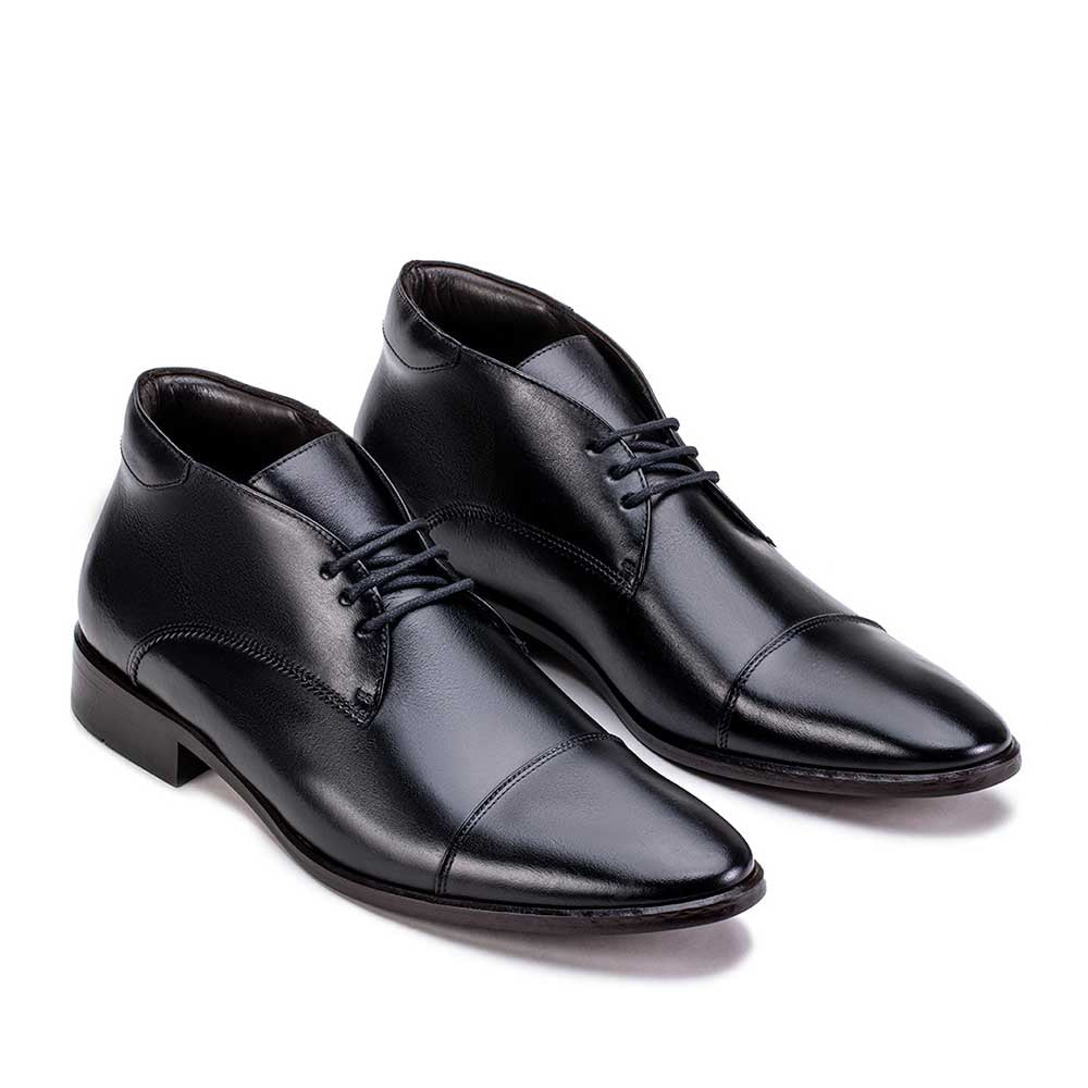 Bota Masculina Social Fascar Cap Toe Preta Em Couro