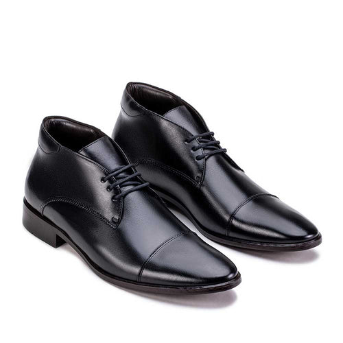 Bota Masculina Social Fascar Cap Toe Preta Em Couro