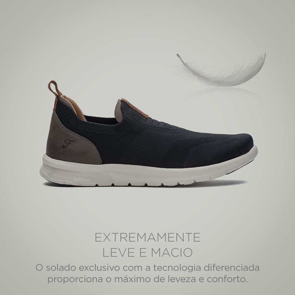 Tênis Masculino Casual Fascar Lite Preto Em Knit