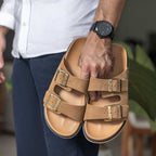Chinelo Masculino Fascar Marrom Em Couro