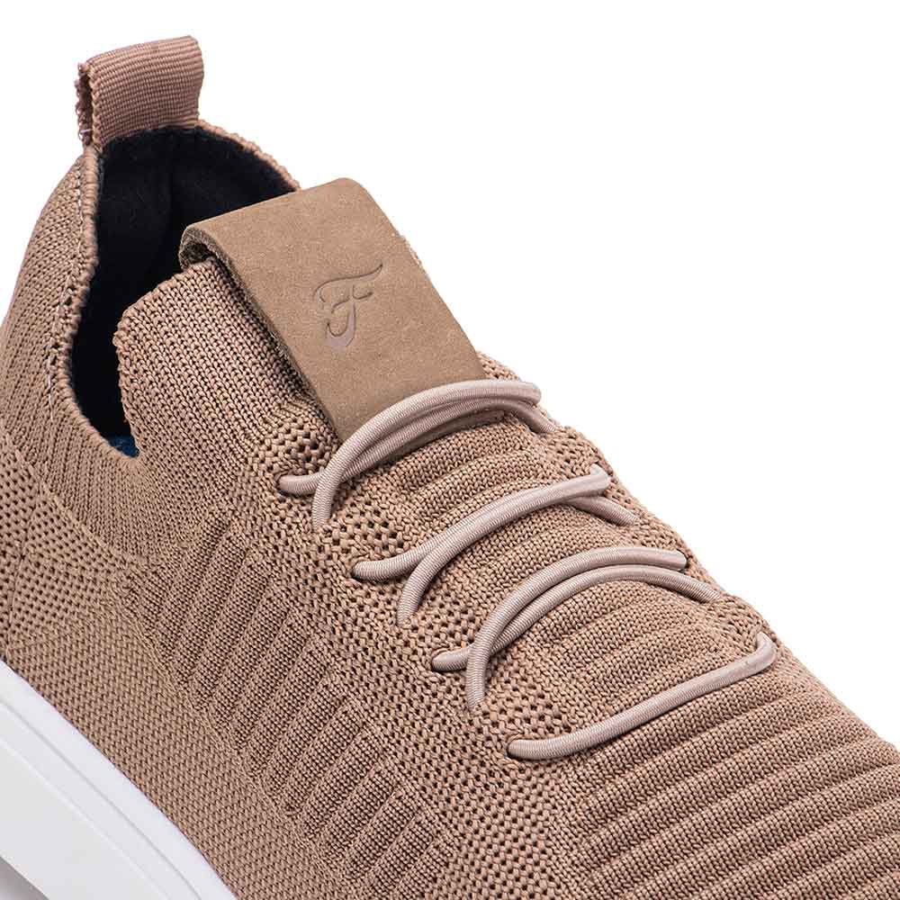 Tênis Masculino Casual Fascar Izi Bege Em Knit