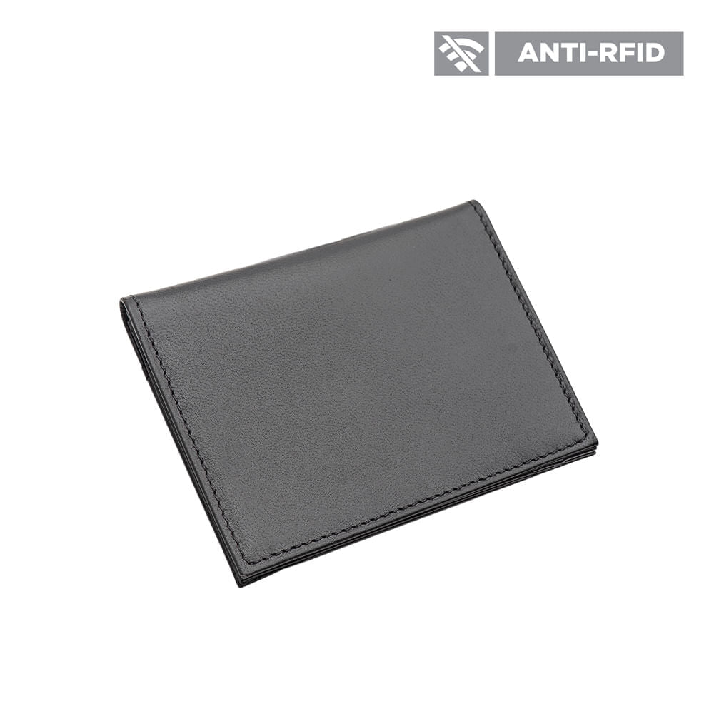 Porta Cartão Masculino Fascar Preto Em Couro Com Proteção Rfid