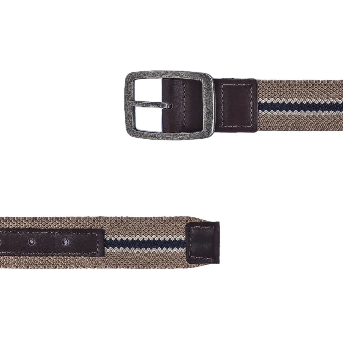 Cinto Masculino Casual Fascar Dupla Face Bege Em Lona Flexível
