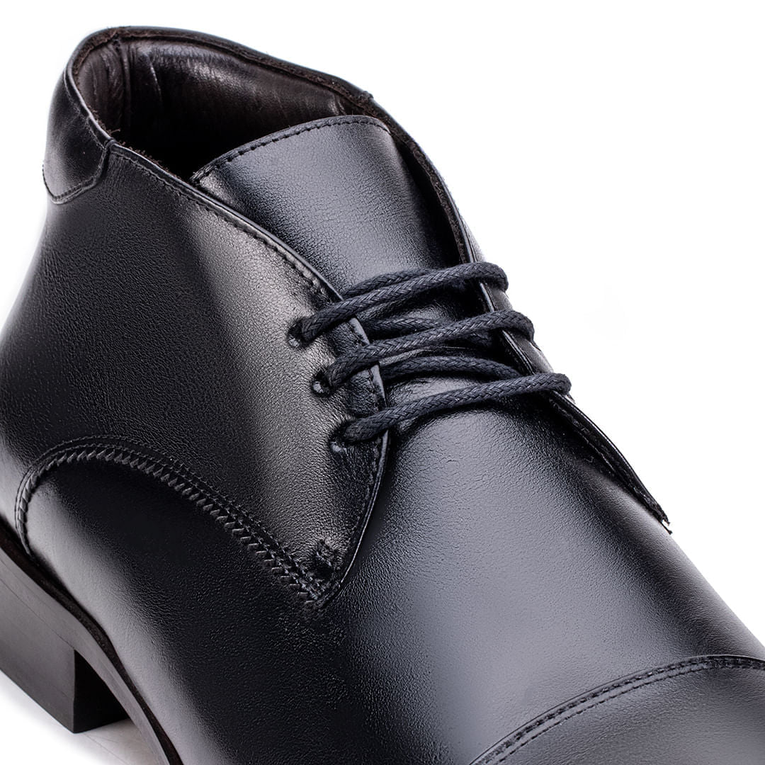 Bota Masculina Social Fascar Cap Toe Preta Em Couro