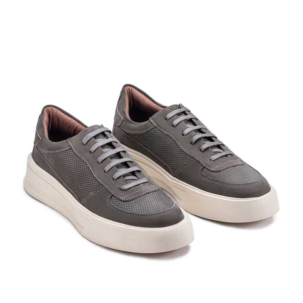 Tênis Masculino Casual Fascar Cinza Em Couro