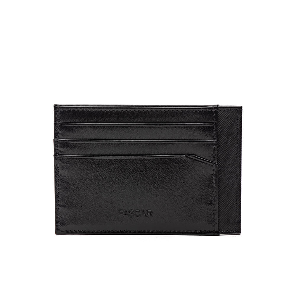 Porta Cartão Masculino Fascar Preto Em Couro