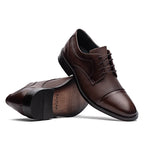 Sapato Masculino Social Fascar Derby Cap Toe Marrom Em Couro