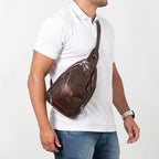 Mochila Pochete Transversal Fascar Marrom Em Couro