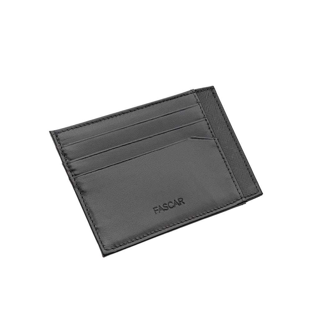 Porta Cartão Masculino Fascar Preto Em Couro