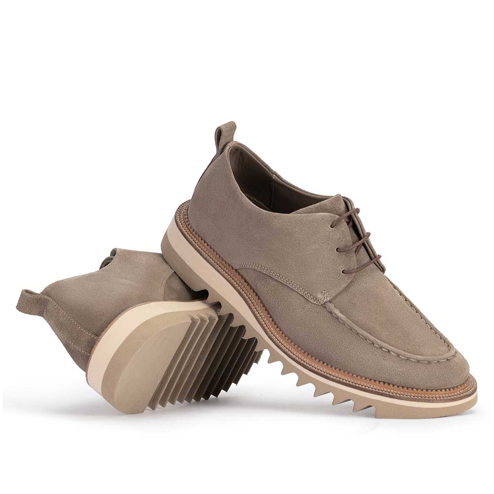 Sapato Masculino Casual Derby Fascar Cinza em Couro