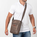 Bolsa Masculina Transversal Fascar Marrom Em Couro
