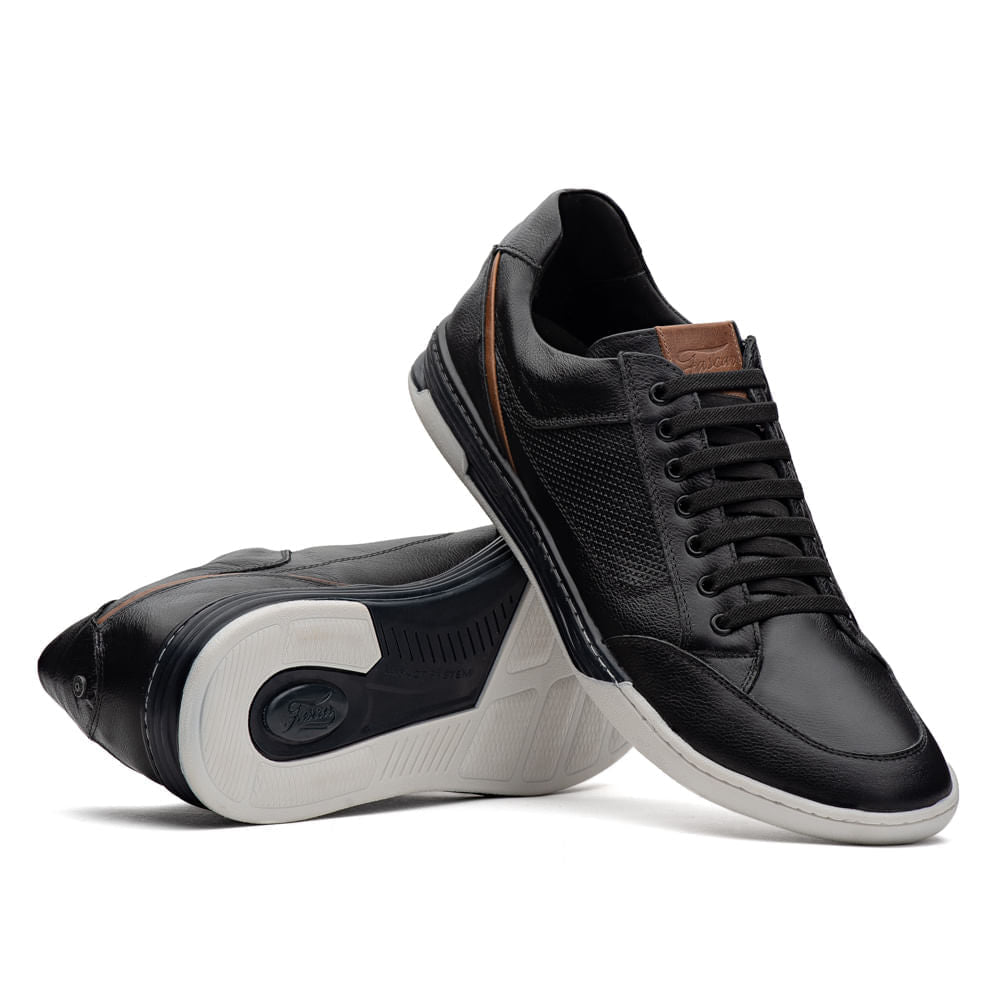 Sapatênis Masculino Casual Fascar Izi Preto Em Couro