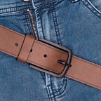 Cinto Masculino Casual Fascar Marrom Em Couro