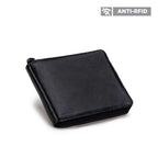 Carteira Masculina Com Zíper Fascar Preta Em Couro Com Proteção Rfid