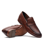 Mocassim Masculino Social Fascar Penny Loafer Marrom Em Couro