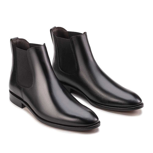 Bota Masculina Social Fascar Chelsea Preta em Couro