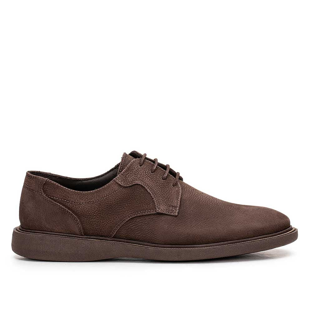 Sapato Masculino Casual Fascar Mafra Derby Marrom Em Couro