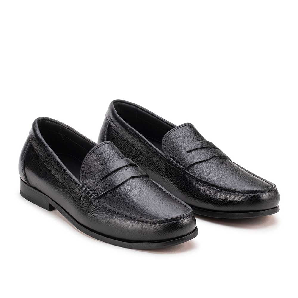 Mocassim Masculino Casual Argentino Fascar Penny Loafer Preto Em Couro