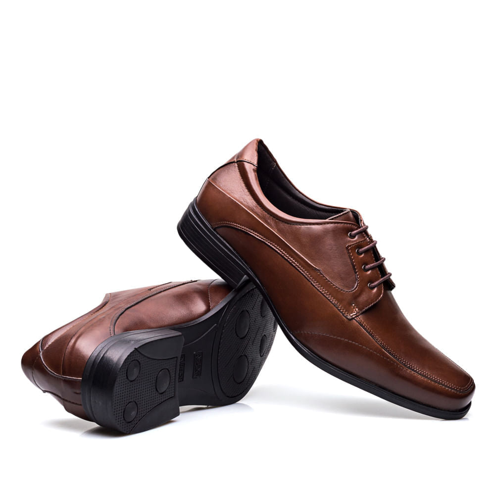 Sapato Social Derby Em Couro Alto Conforto Tamanho Marrom Grande-Active Air Flow