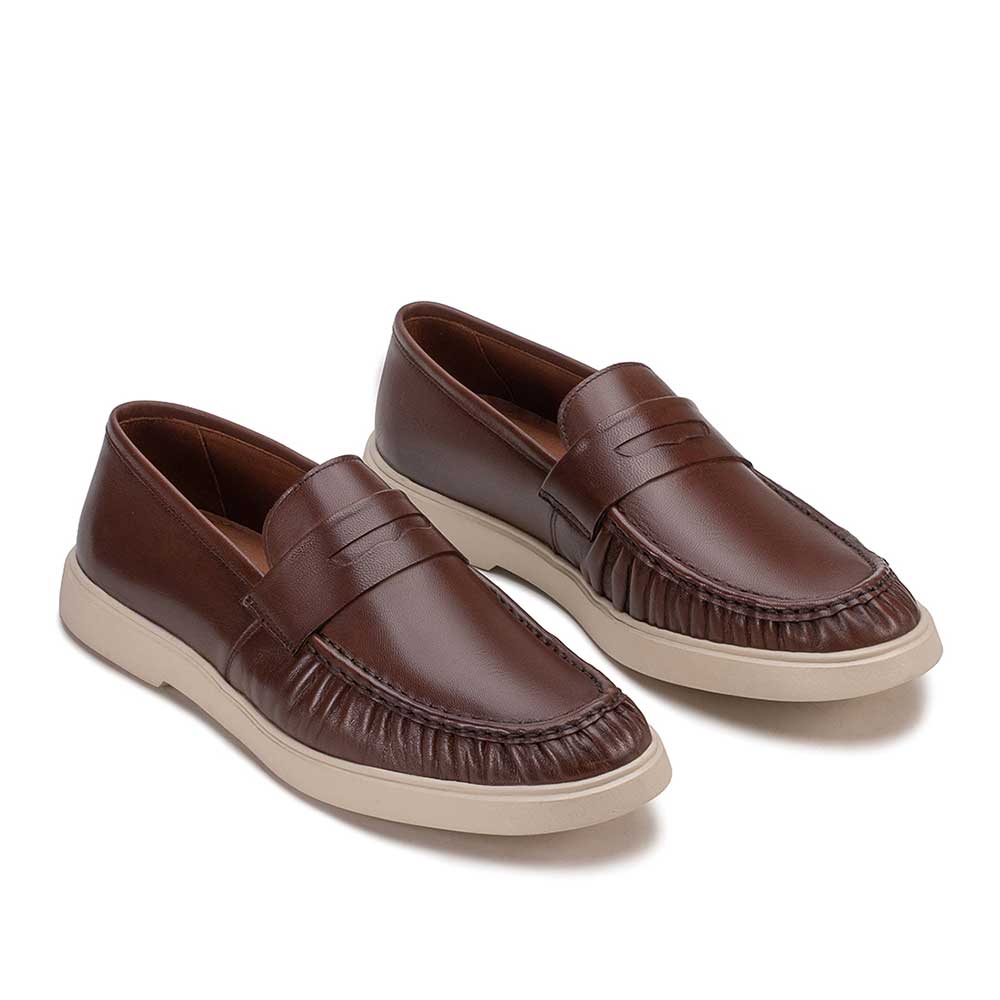 Mocassim Masculino Casual Fascar LITE Marrom em Couro