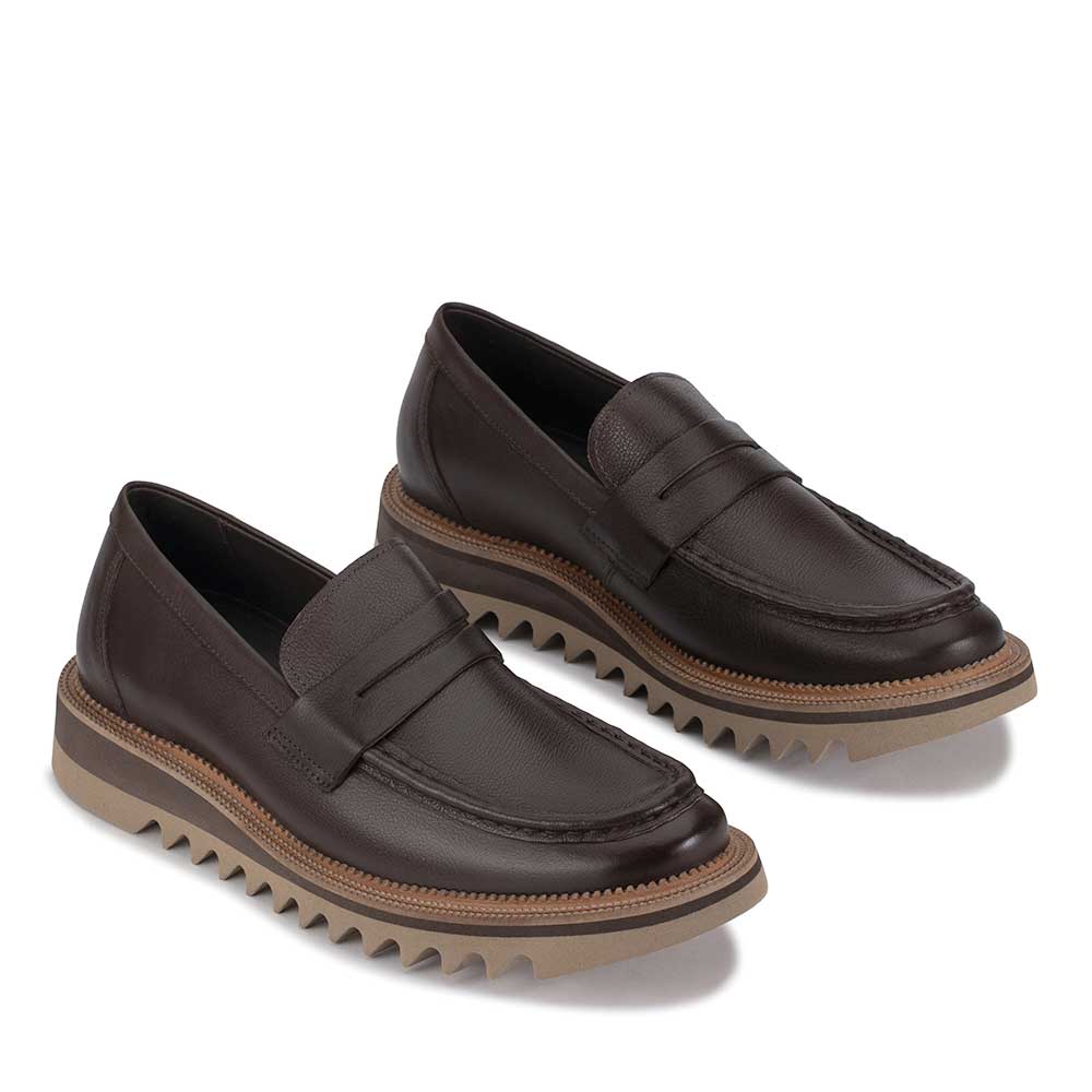 Mocassim Masculino Casual Fascar Marrom em Couro