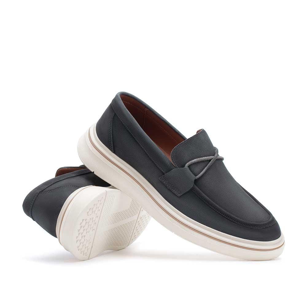 Mocassim Masculino Casual Fascar Cinza em Couro