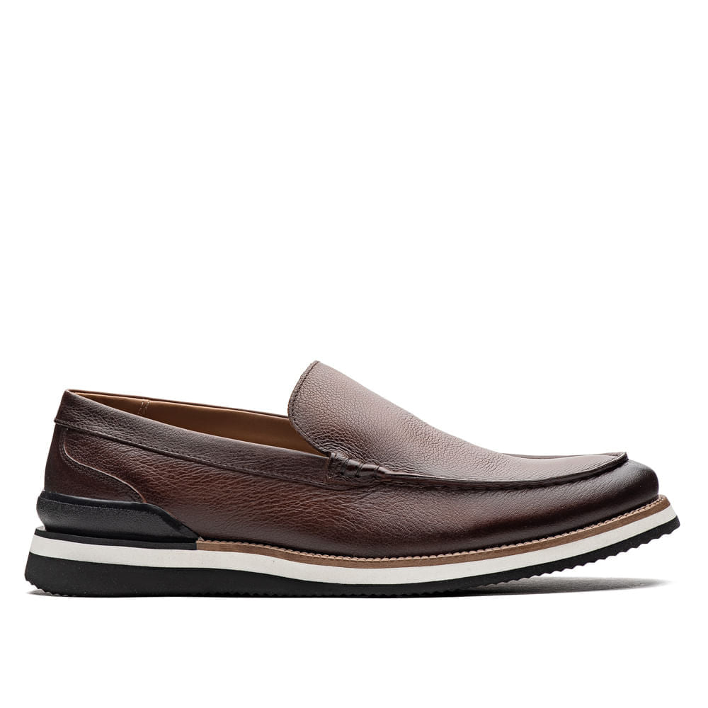 Mocassim Masculino Casual Fascar Lite Marrom Em Couro