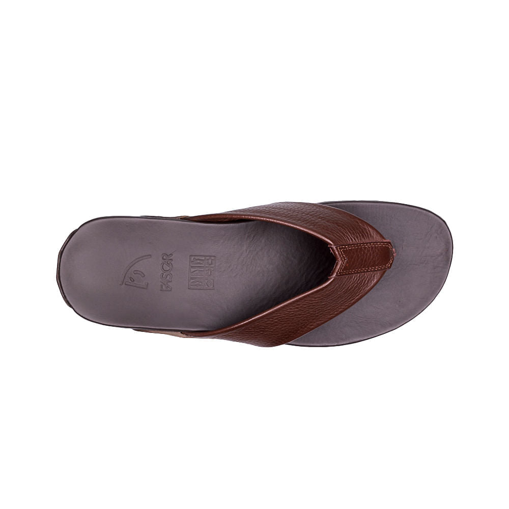 Chinelo Masculino Fascar Marrom Em Couro