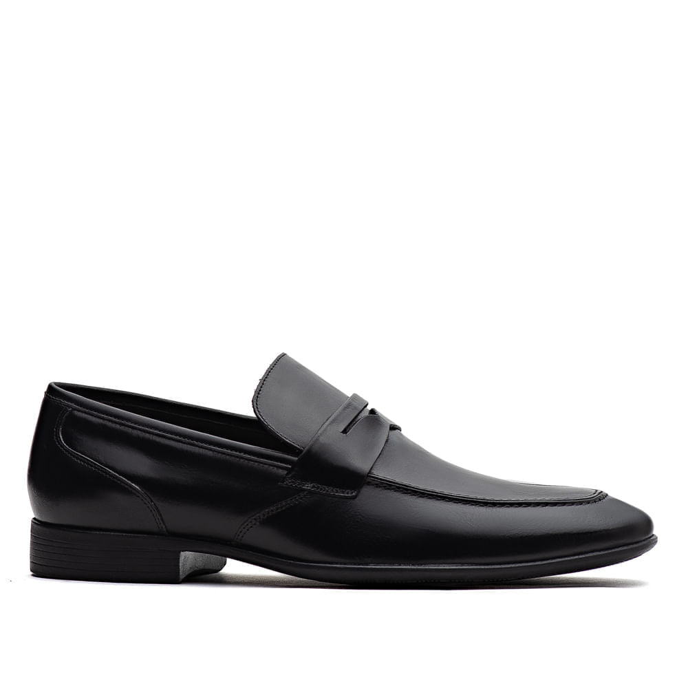 Mocassim Masculino Social Fascar Penny Loafer Preto Em Couro