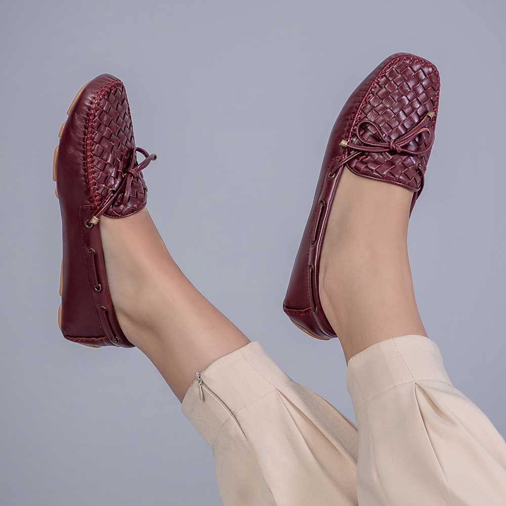 Mocassim Feminino Fascar Cabernet Em Couro