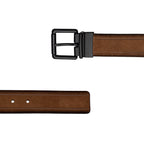 Cinto Masculino Casual Fascar Dupla Face Marrom Em Couro