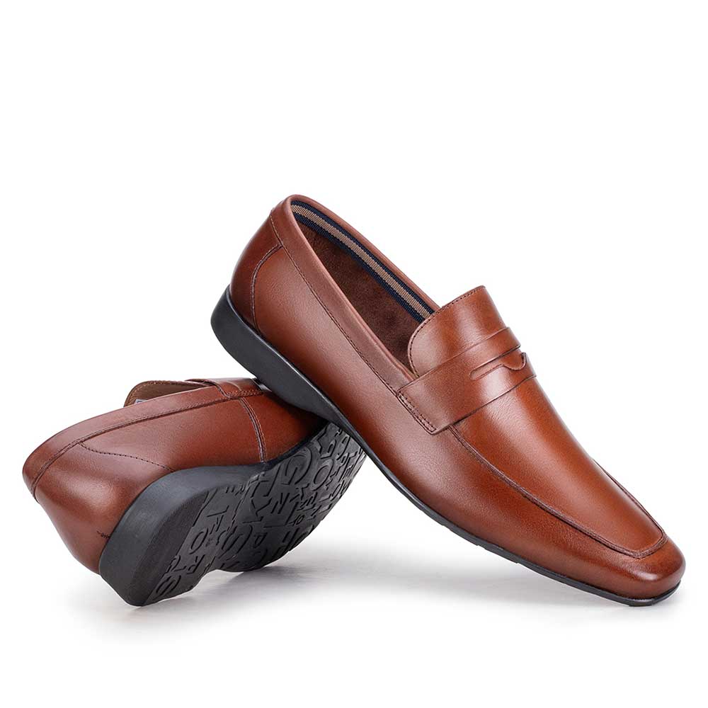 Mocassim Masculino Casual Fascar Viseu Penny Loafer Marrom Em Couro