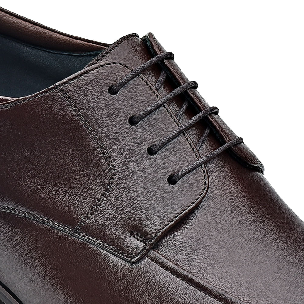 Sapato Masculino Social Fascar Airtech Derby Marrom Em Couro