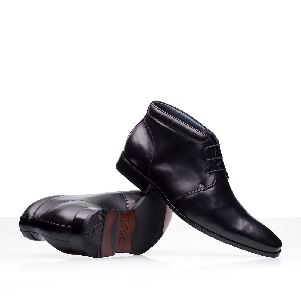 Bota Masculina Social Fascar Airtech Preta Em Couro