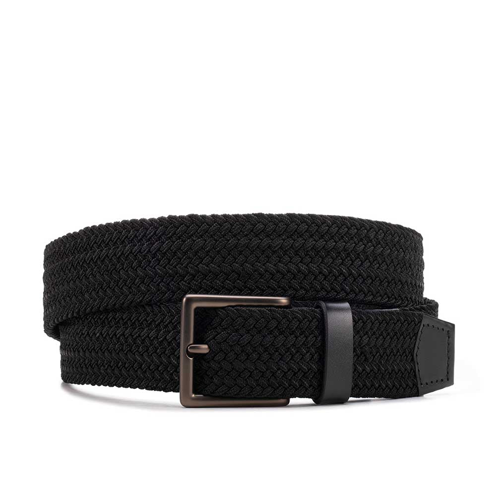 Cinto Masculino Casual Fascar Preto Em Elástico e Couro