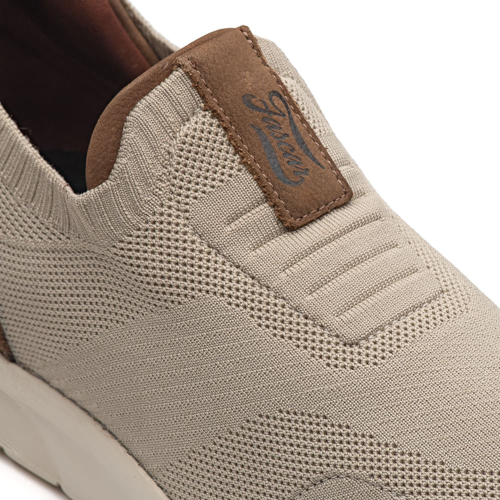 Tênis Masculino Casual Fascar Lite Bege Em Knit