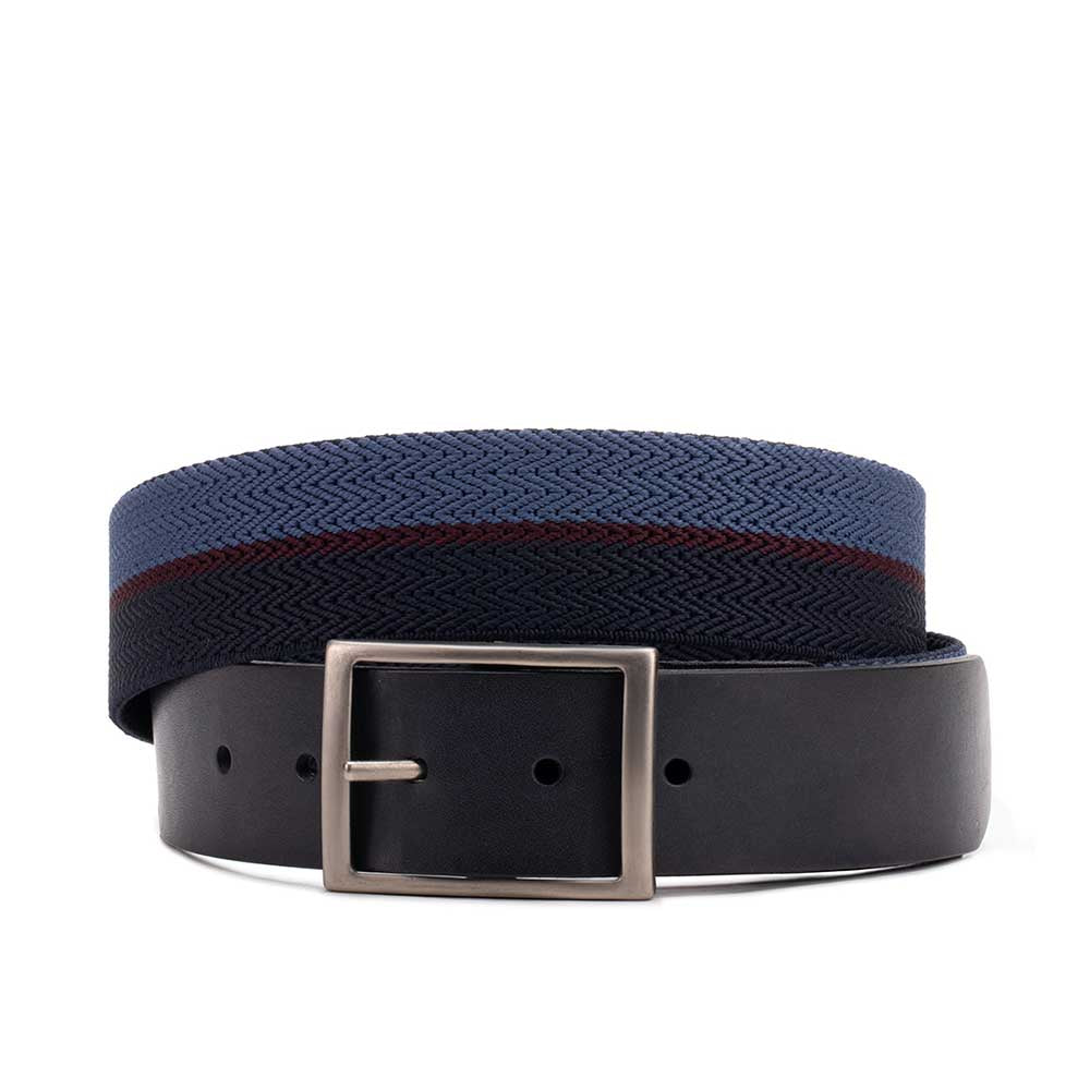 Cinto Masculino Casual Fascar Azul Em Lona Flexível e Couro