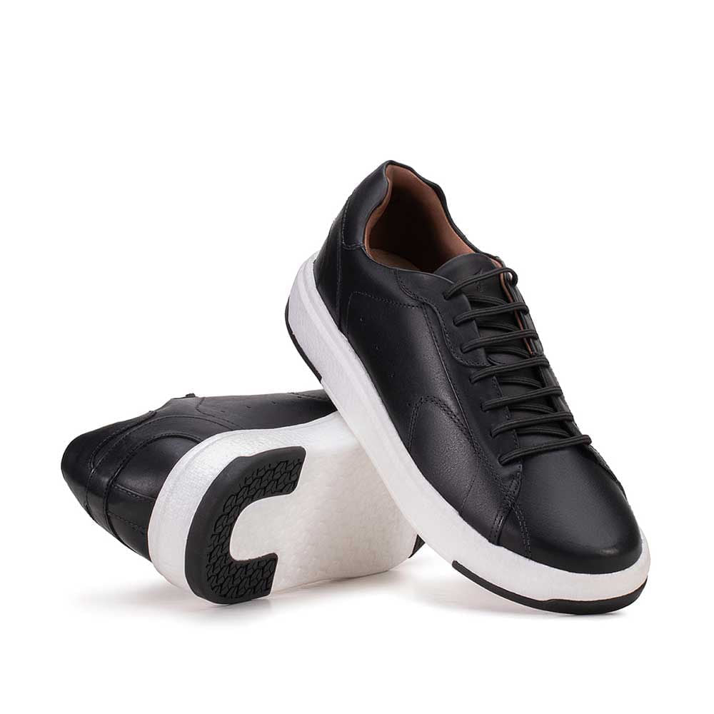 Tênis Masculino Casual Fascar IZI Preto Em Couro