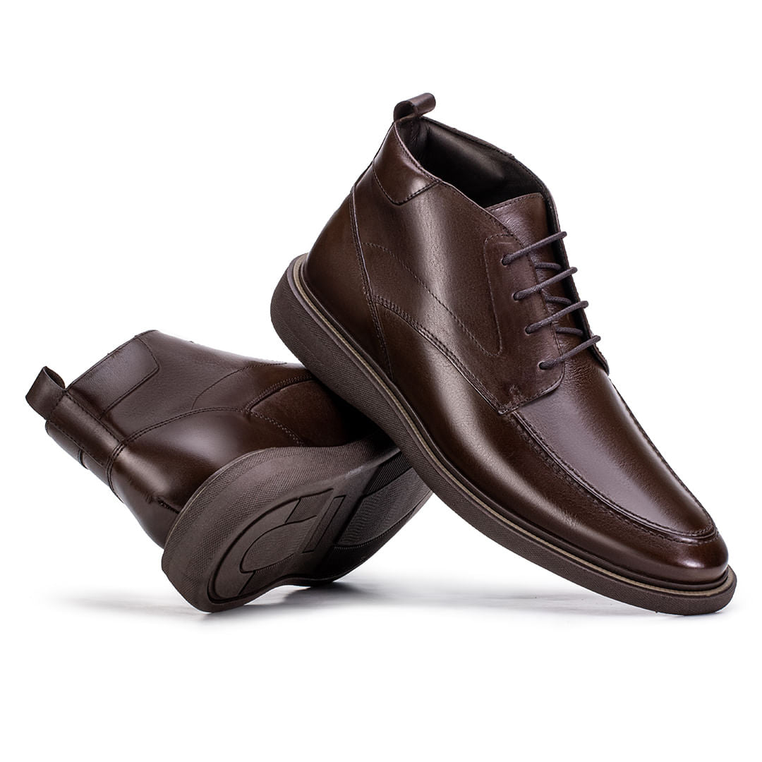 Bota Masculina Casual Fascar Mafra Marrom Em Couro