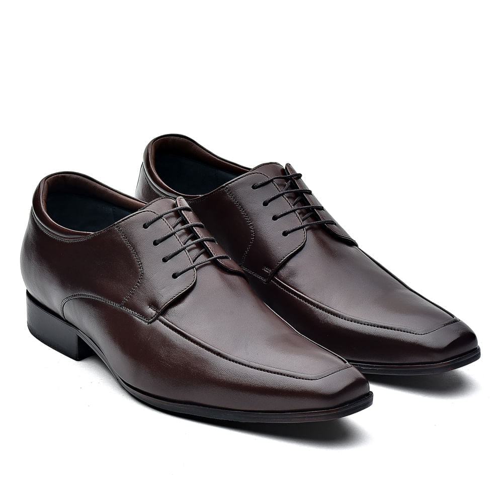 Sapato Masculino Social Fascar Airtech Derby Marrom Em Couro