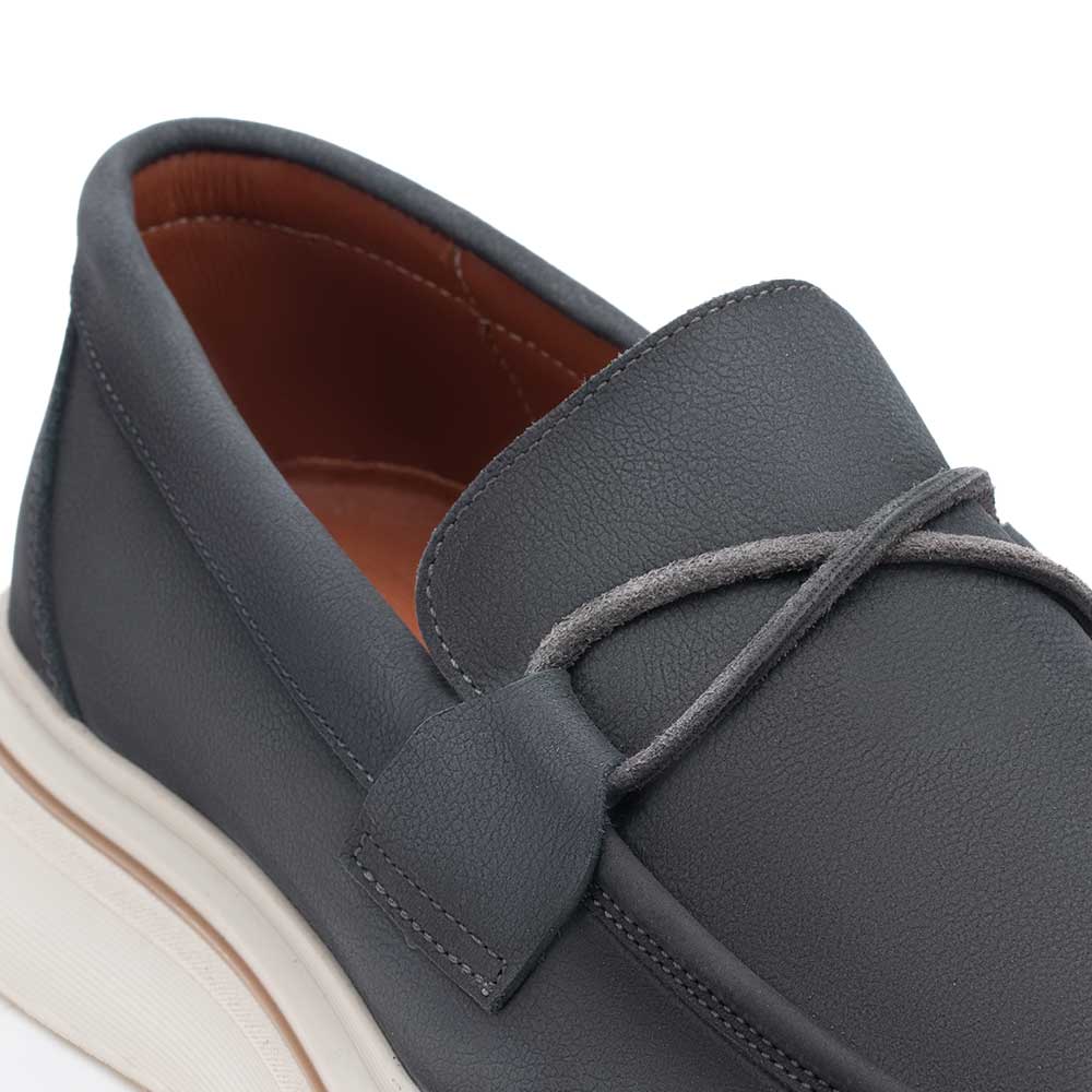 Mocassim Masculino Casual Fascar Cinza em Couro