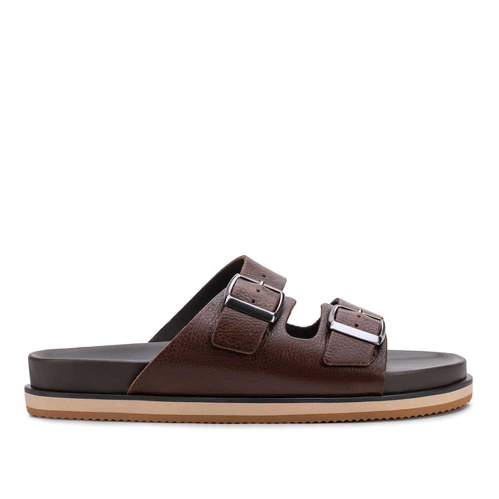 Chinelo Masculino Fascar Marrom Em Couro