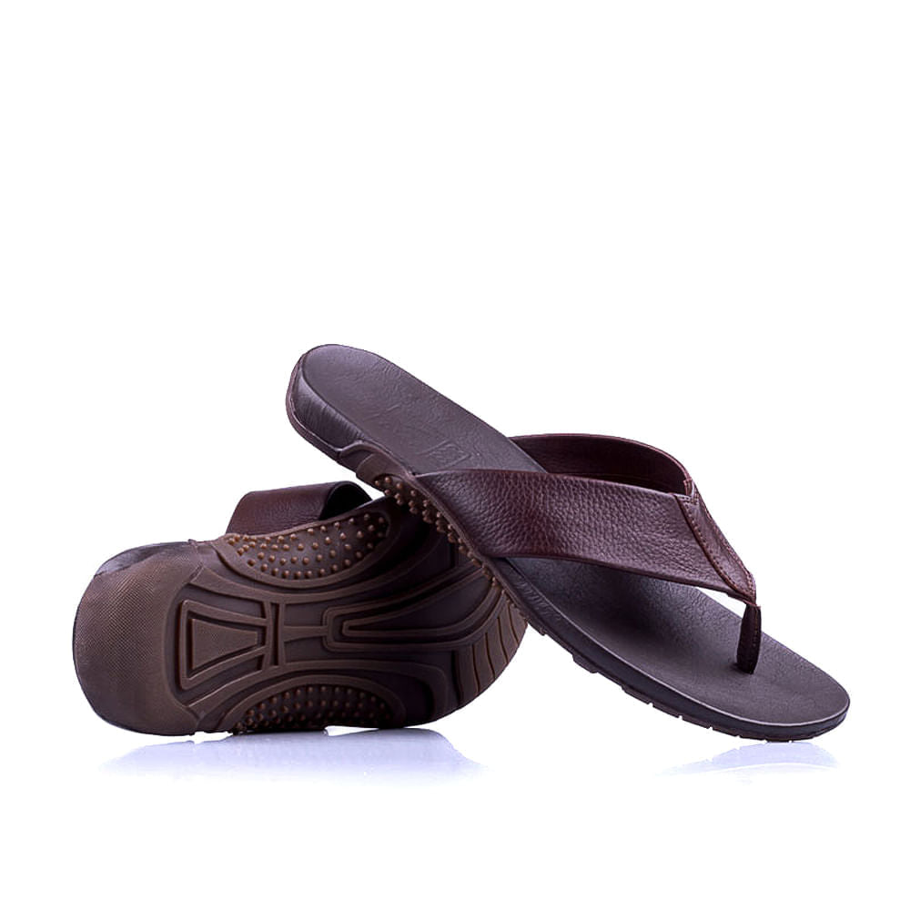 Chinelo Masculino Fascar Marrom Em Couro