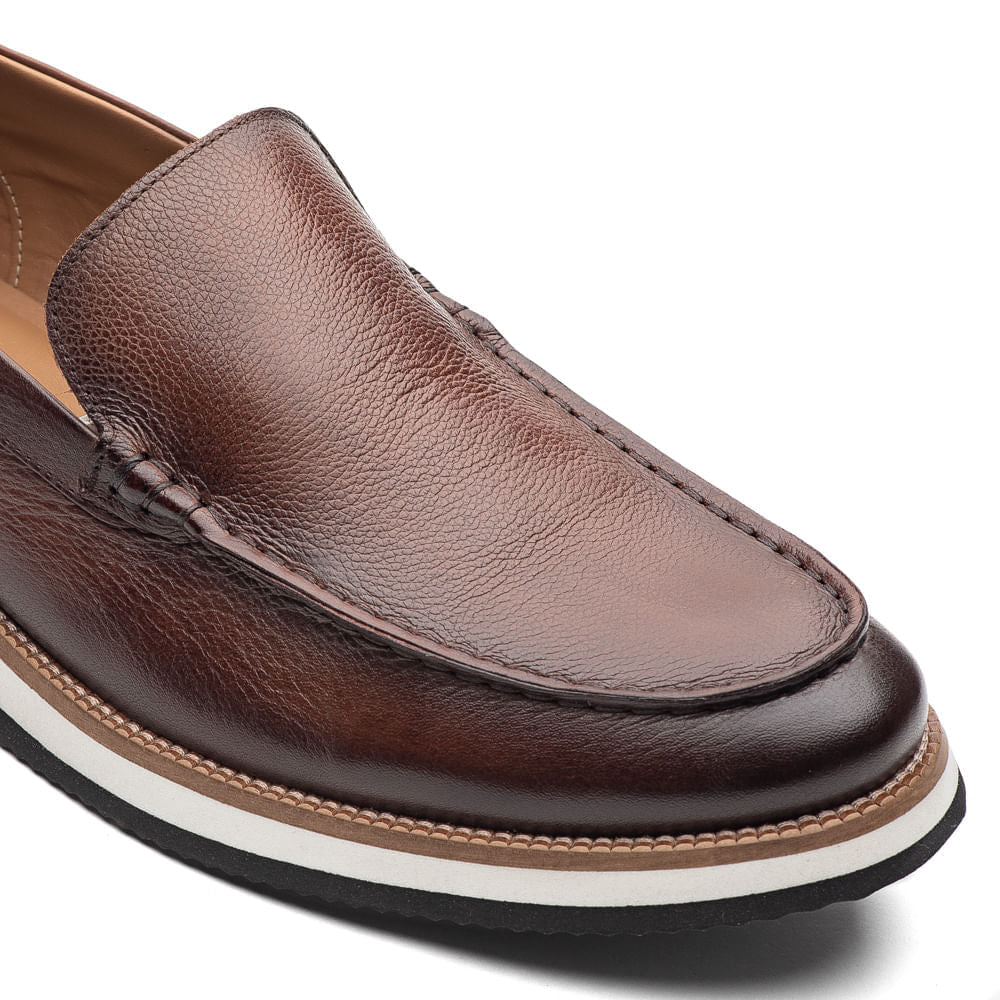 Mocassim Masculino Casual Fascar Lite Marrom Em Couro