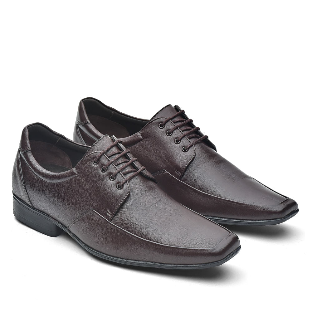 Sapato Masculino Social Fascar Derby Marrom Em Couro