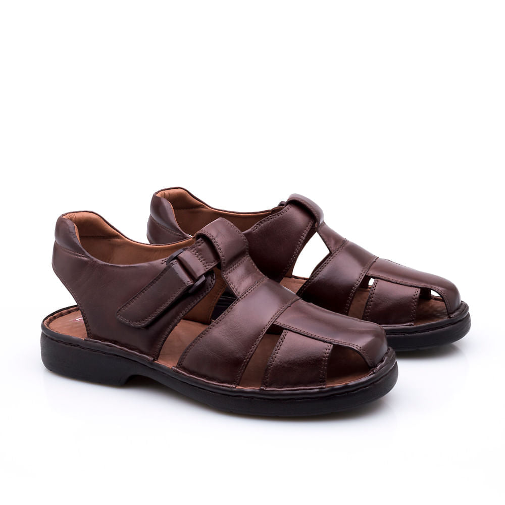 Sandália Masculina Fascar Lite Marrom Em Couro